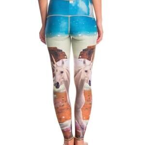 Teeki Unicorn Wrangler Hot Pants Leggings Womens All Over Print Size Small